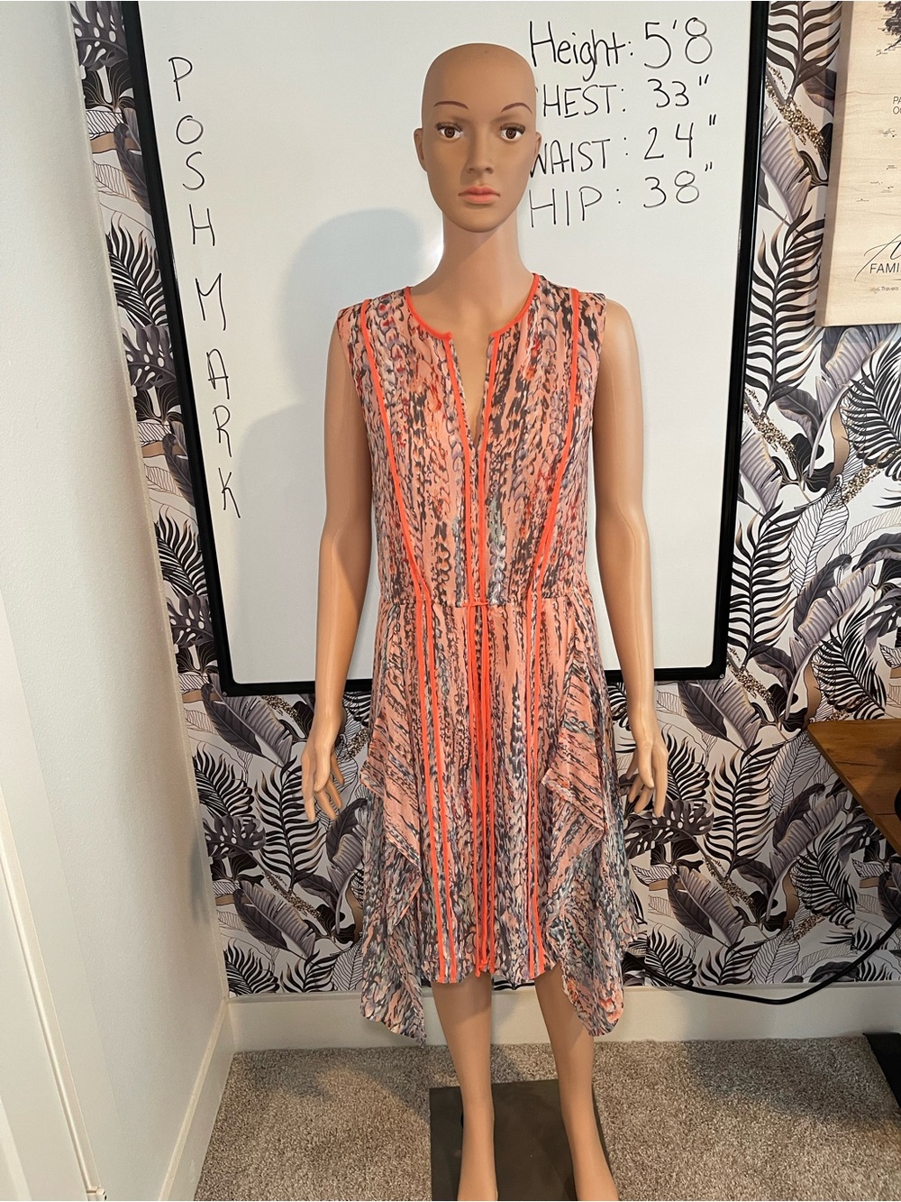 BCBGMaxazria Pink Clay Combo silk dress